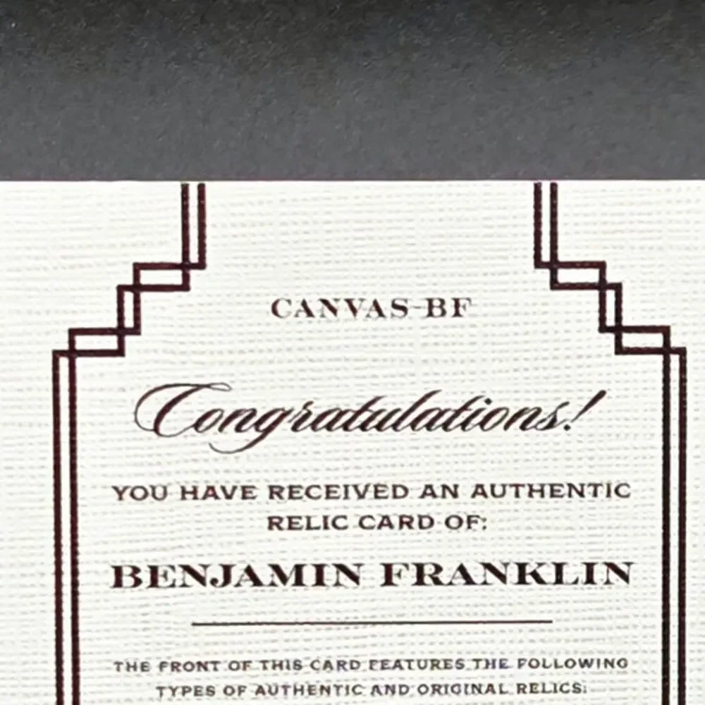 Authentic Benjamin Franklin Handwriting Relic on Canvas Piece of History